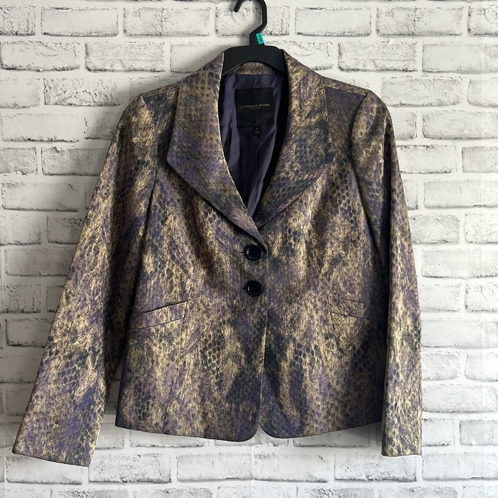 Classiques Entier Atelier Blazer Size M Multi  Purple Lined 2 Button Jacket